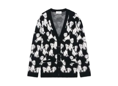 CELINE Artist Jacquard Cardigan In Brushed Cotton "Black"