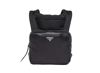 PRADA Leather Backpack With Hood "Black"