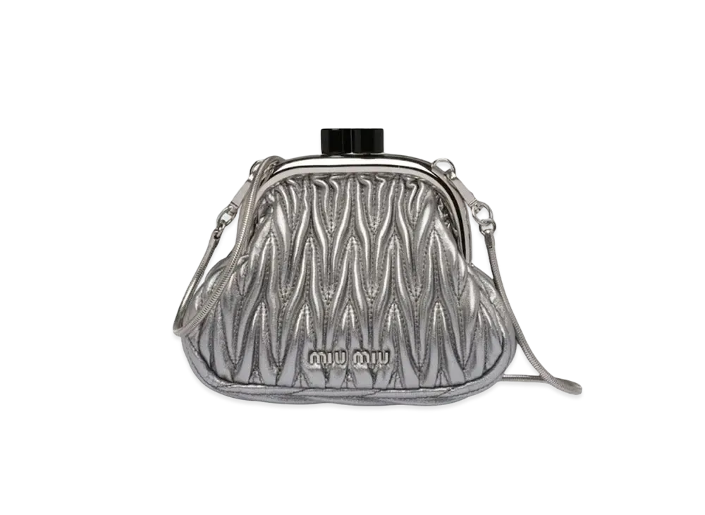 MIU MIU Miu Bernappa Leather Mini Bag "Silver"