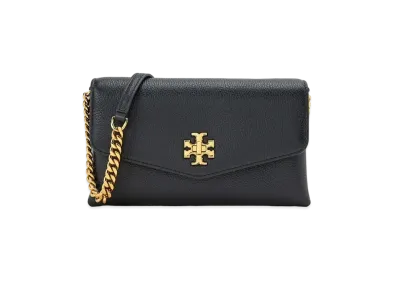 Tory Burch Kira Pebbled Chain Wallet "Black"