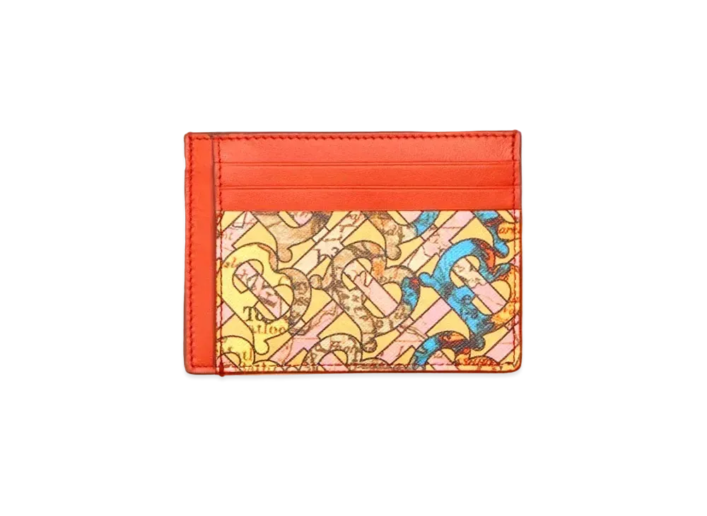 Burberry Monogram Map Print Money Clip Card Case "Multicolor"