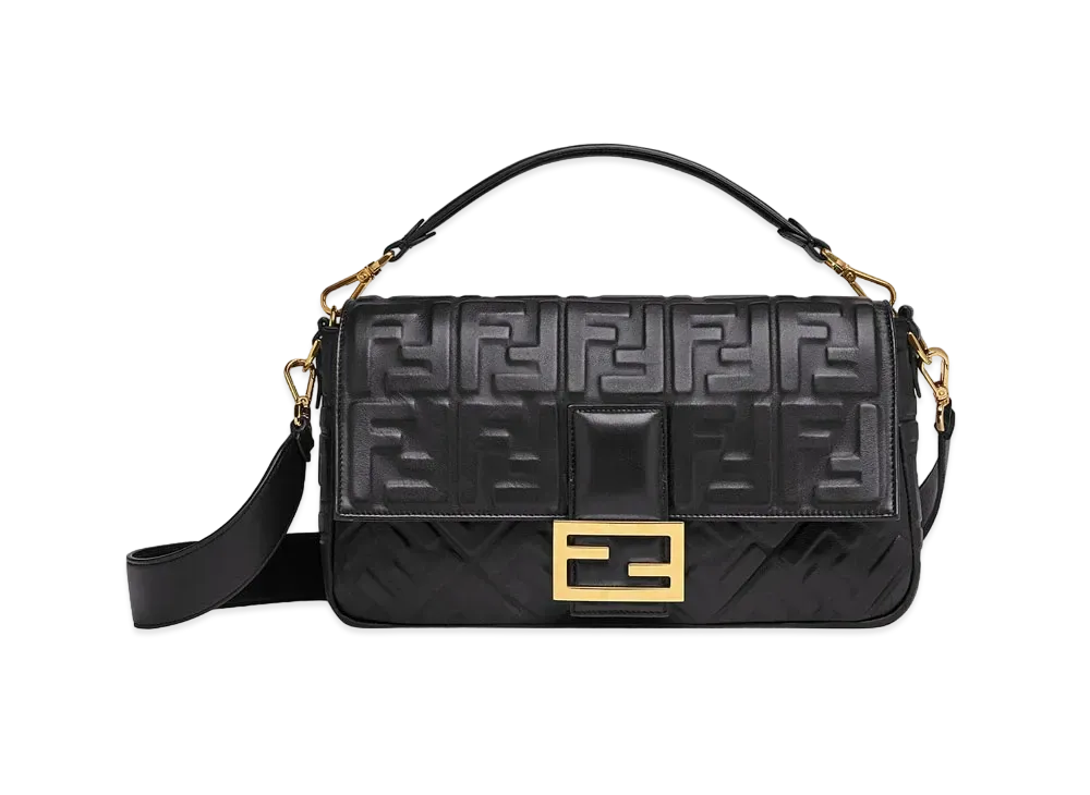 FENDI Baguette Large Leather Bag "Black"