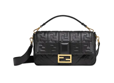 FENDI Baguette Large Leather Bag "Black"
