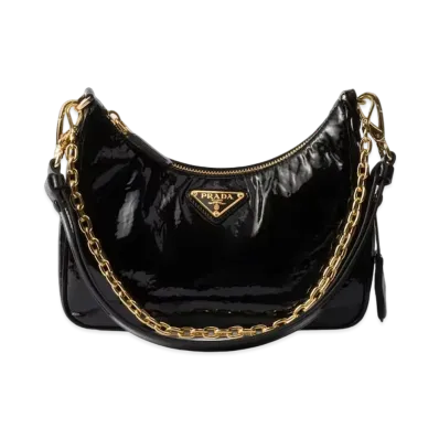 PRADA Re-Edition Naplak Patent Leather Mini-Bag "Black"