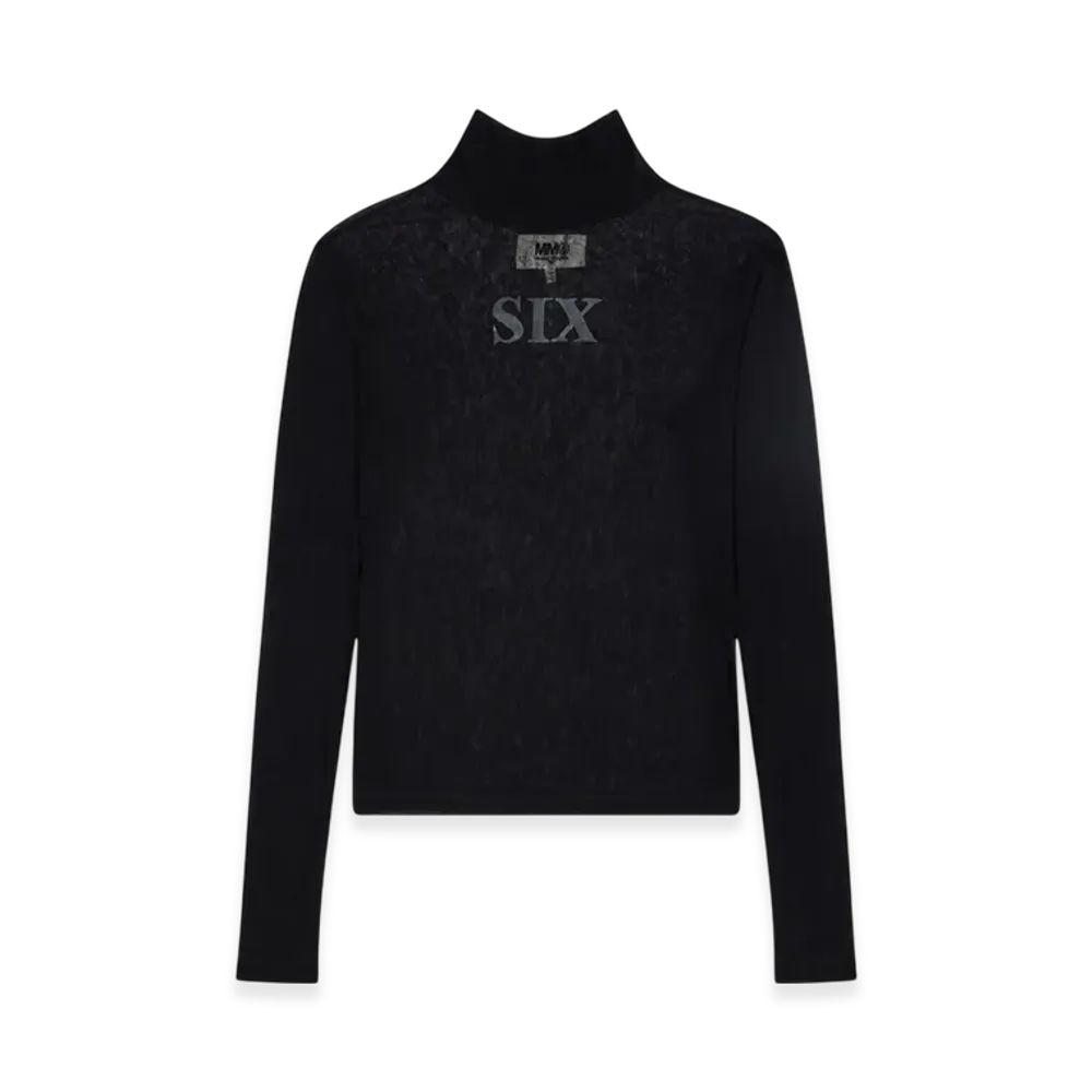 MM6 Maison Margiela Women's Logo Net Jersey Top "Black"