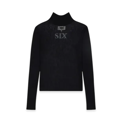 MM6 Maison Margiela Women's Logo Net Jersey Top "Black"