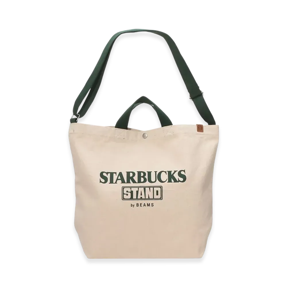 STARBUCKS STAND x BEAMS Canvas LOGO Tote "Off White"