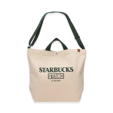 STARBUCKS STAND x BEAMS Canvas LOGO Tote "Off White"