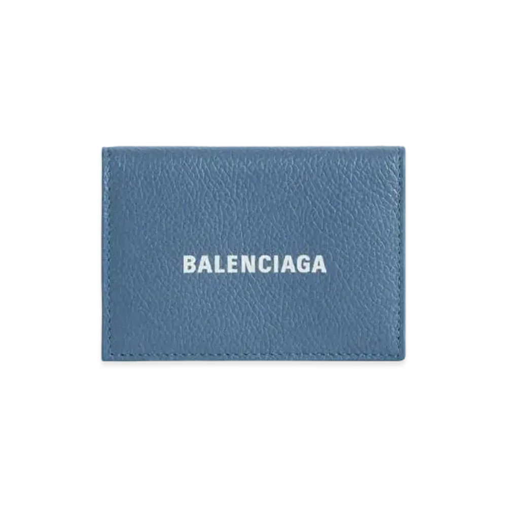 BALENCIAGA Cash Mini Wallet Grained Calfskin "Blue/White"