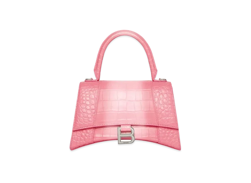 BALENCIAGA Hourglass Small Handbag Embossed Calfskin "Pink"