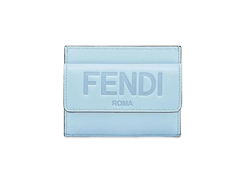FENDI Leather Card Case "Light Blue"