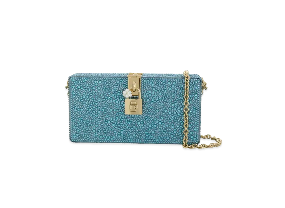 Dolce&Gabbana Dolce Box Clutch Bag Heat Apply Rinstone "Blue"