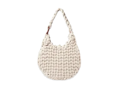 Chloe Large Wooden C Hobo Handbag In Knitted Leather "Nude"