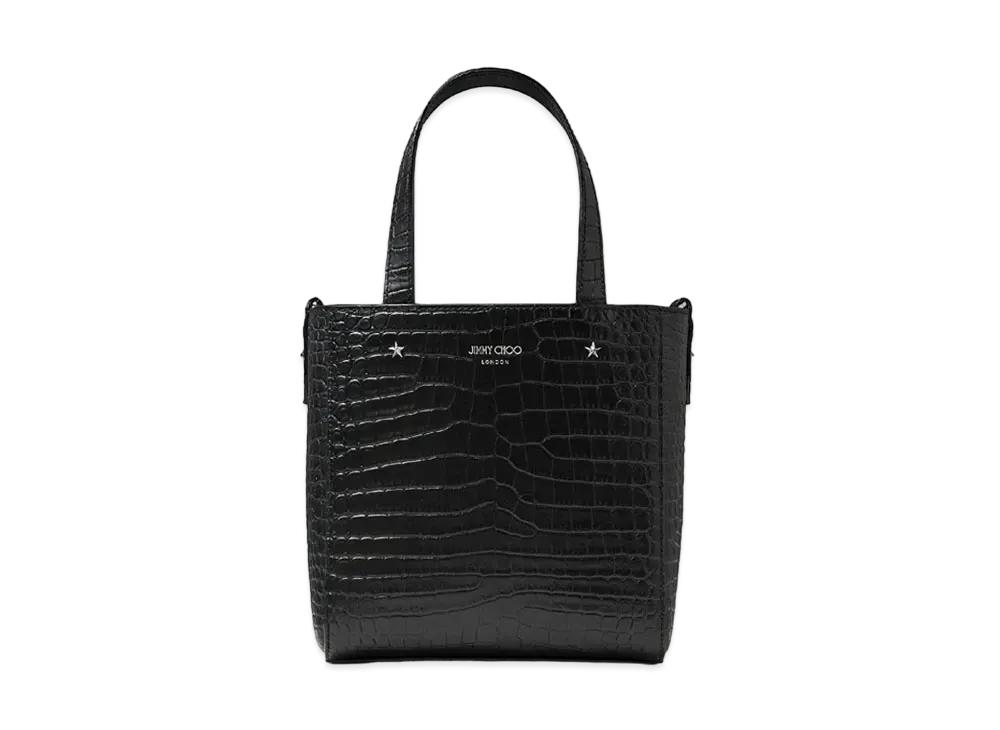 Jimmy Choo Mini Pegasi Croc-Embossed Leather Mini Tote Bag With Studs "Black"