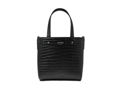 Jimmy Choo Mini Pegasi Croc-Embossed Leather Mini Tote Bag With Studs "Black"
