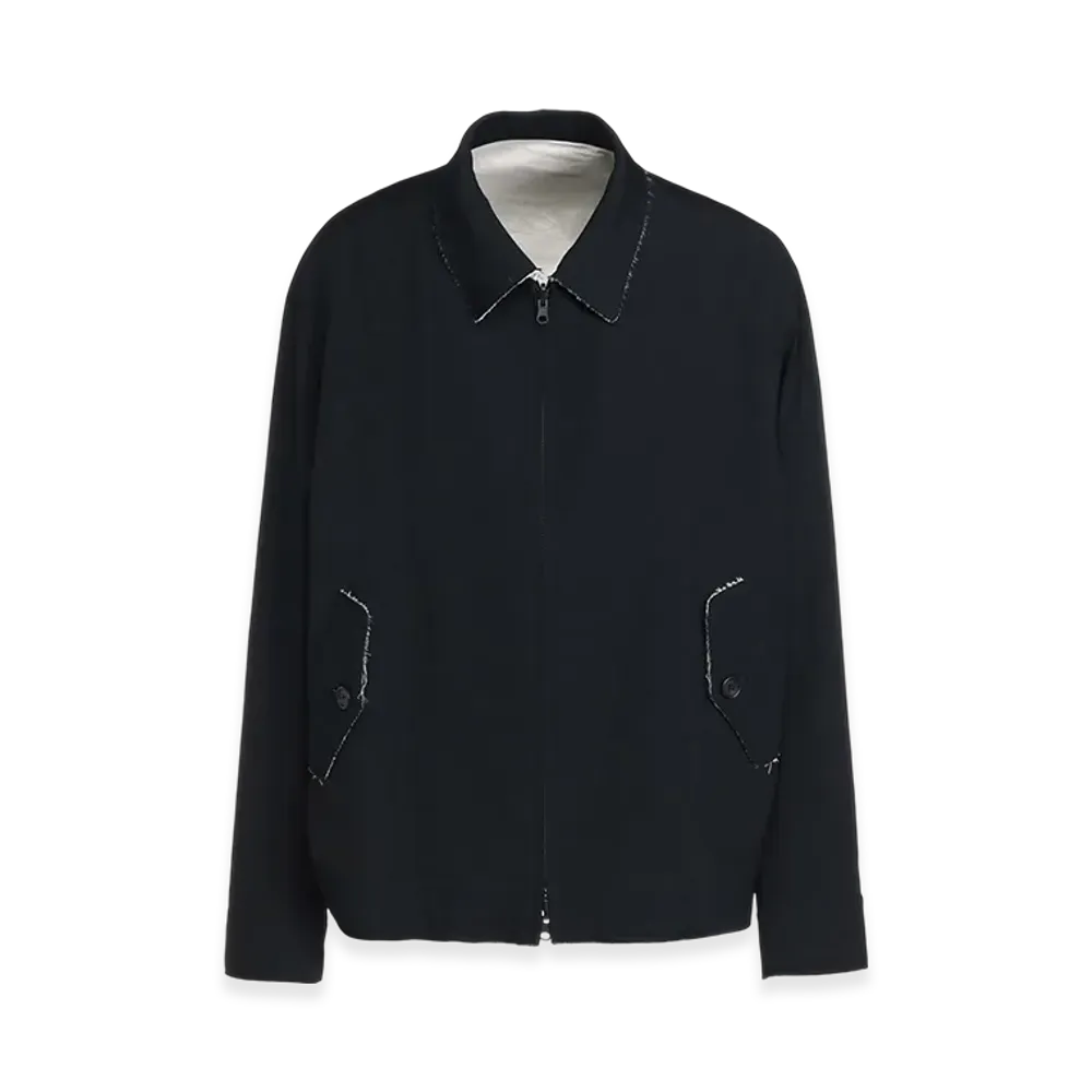 S'YTE Washer Finished Wool Gabardine Oversized Reversible Blouson With Cut-Out Design "Black"