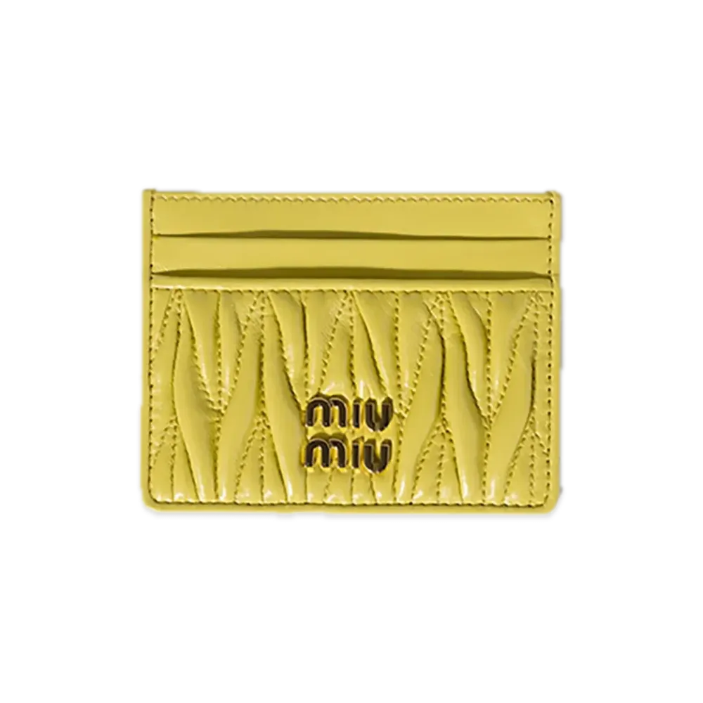 MIU MIU Matelasse Leather Card Case "Citron Yellow"