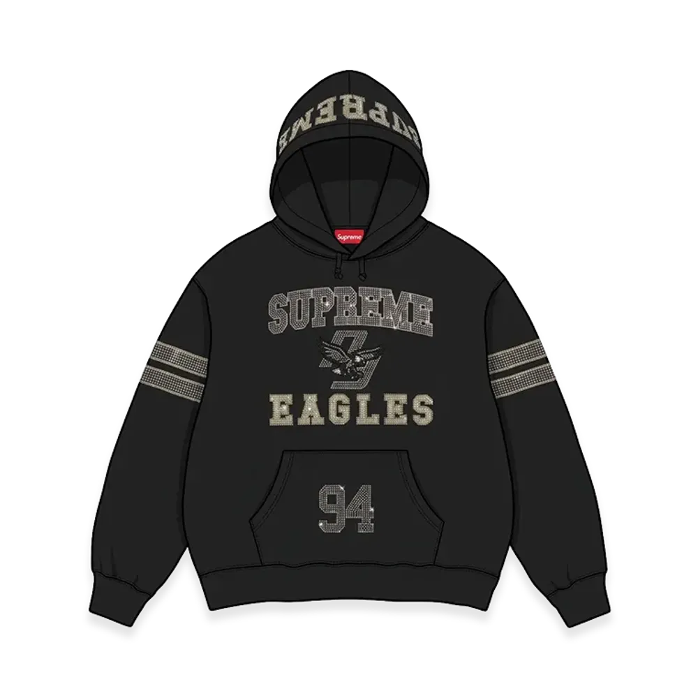 Supreme Rhinestone Eagle Hooded Sweatshirt "Black"