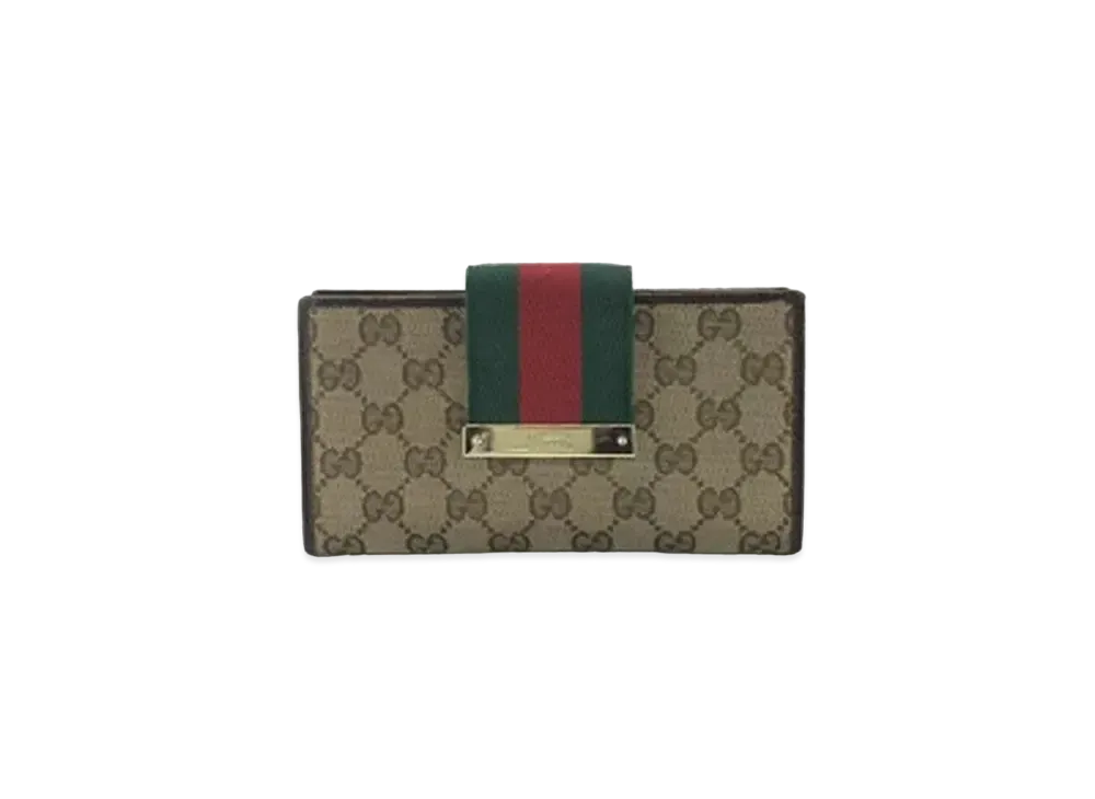 GUCCI Strap Long Wallet GG Canvas "Beige"