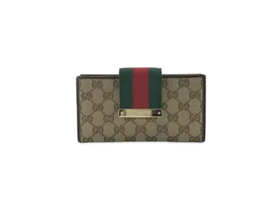 GUCCI Strap Long Wallet GG Canvas "Beige"