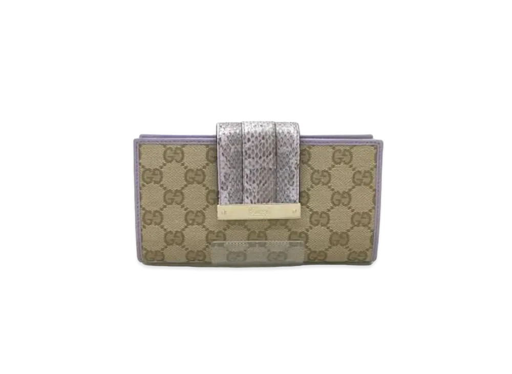 GUCCI Strap Long Wallet Exotic GG Canvas Python "Lavender"