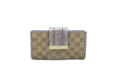 GUCCI Strap Long Wallet Exotic GG Canvas Python "Lavender"