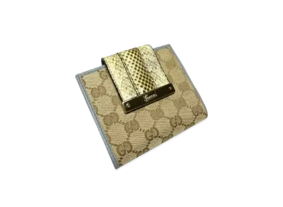 GUCCI Strap Compact Wallet Exotic GG Canvas "Blue"