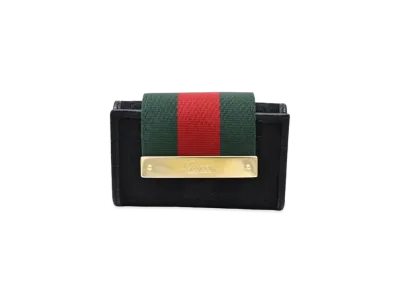 GUCCI Strap 6 Key Case Sherry Line GG Canvas "Black"