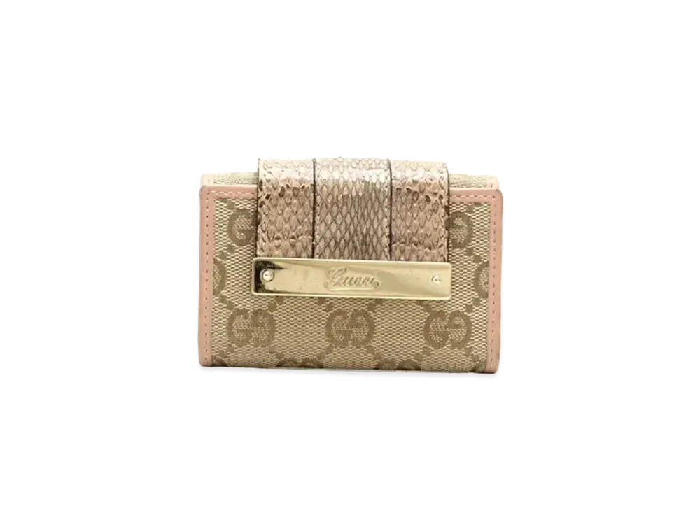 GUCCI Strap 6 Key Case Exotic GG Canvas "Pink"