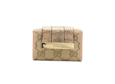 GUCCI Strap 6 Key Case Exotic GG Canvas "Pink"