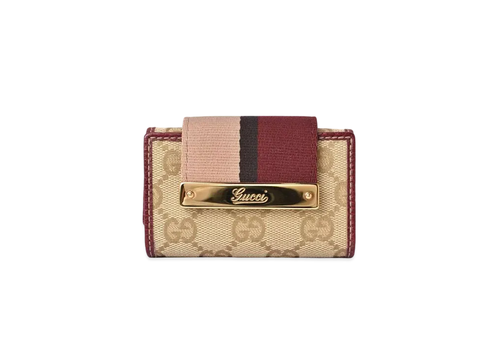 GUCCI Strap 6 Key Case GG Canvas "Red"