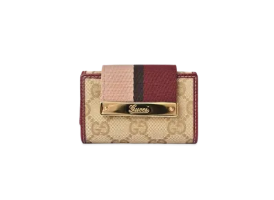 GUCCI Strap 6 Key Case GG Canvas "Red"