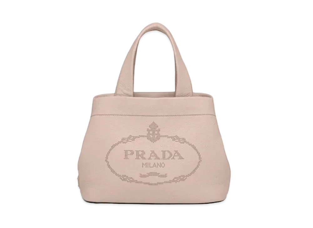 PRADA Small Leather Tote Bag "Water Lily"