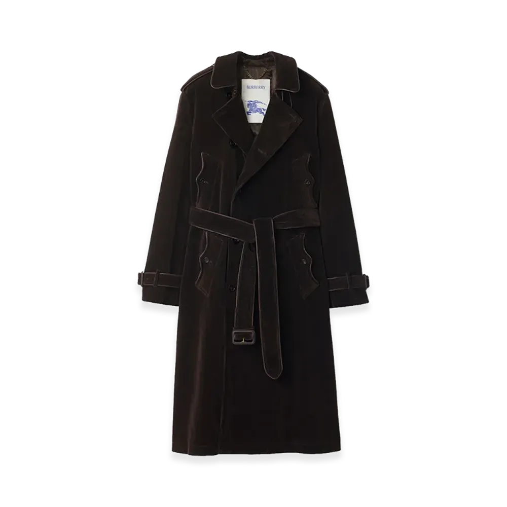 Burberry Long Corduroy Trench Coat "Clove Brown"