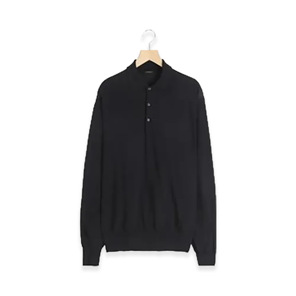 COMOLI Cotton Knit Polo "Black"
