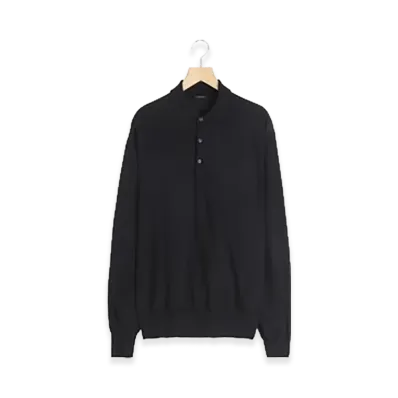 COMOLI Cotton Knit Polo "Black"