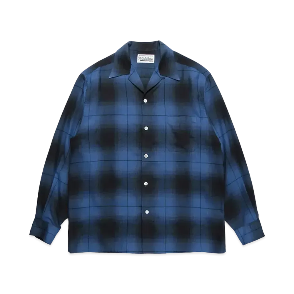 WACKO MARIA Check Open Collar Shirt "Blue"