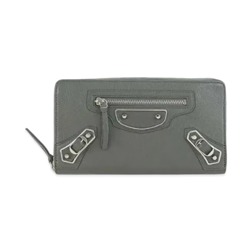 BALENCIAGA Classic Sheepskin Wallet "Gray"