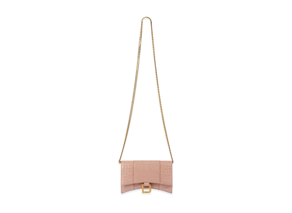 BALENCIAGA Hourglass Wallet With Chain "Beige"