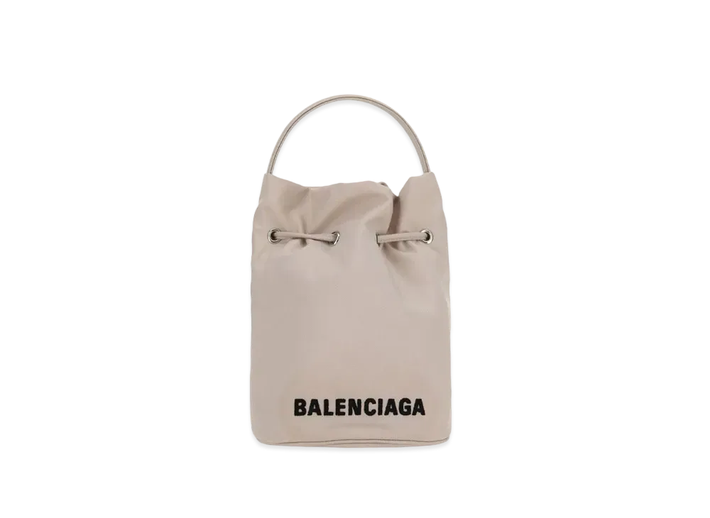 BALENCIAGA Women's Wheel XS Drawstring Bucket Bag "Cream/Black"