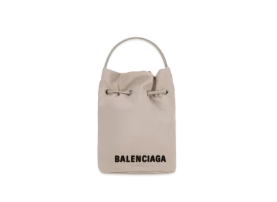 BALENCIAGA Women's Wheel XS Drawstring Bucket Bag "Cream/Black"