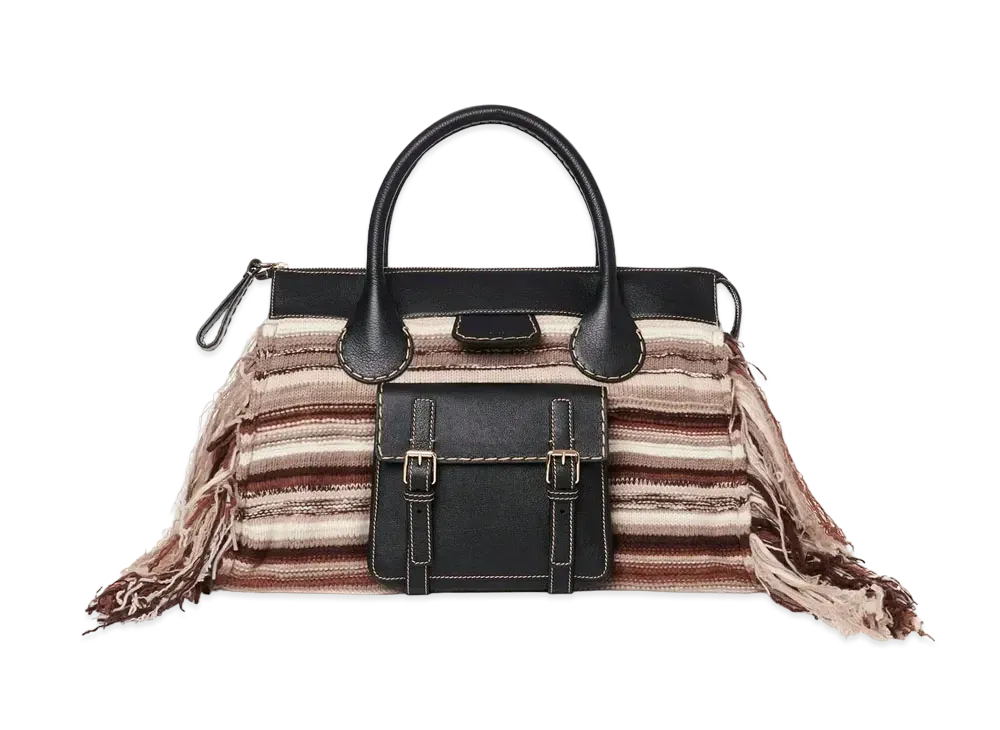 Chloe Large Edith Day Bag In "Multicolour" Recycled Cashmere & Buffalo Leather "Multicolour"