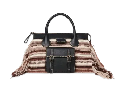 Chloe Large Edith Day Bag In "Multicolour" Recycled Cashmere & Buffalo Leather "Multicolour"