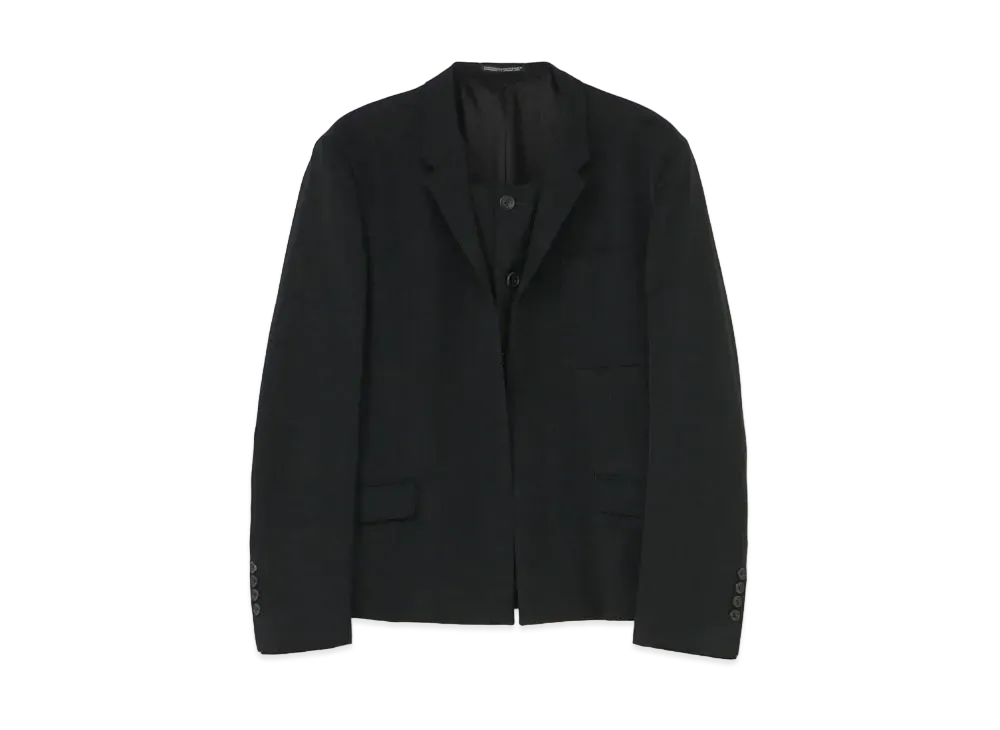 Yohji Yamamoto Pour Homme W/GABARDINE FRONT LAYERED JACKET "Black"