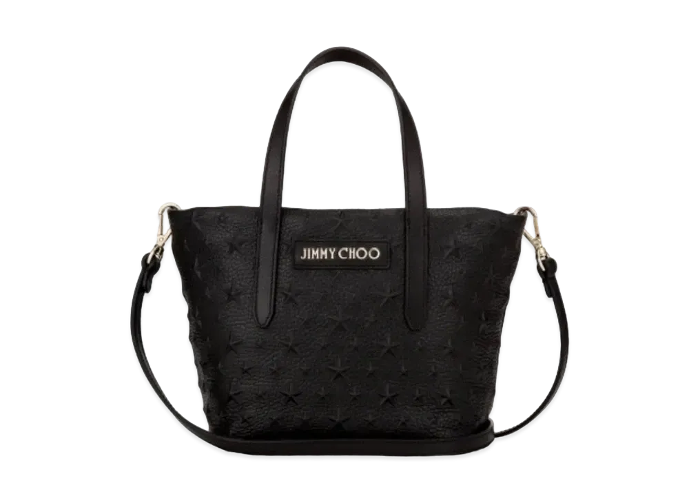 Jimmy Choo Minisara Star Embossed Grainy Leather Mini Tote Bag "Black"