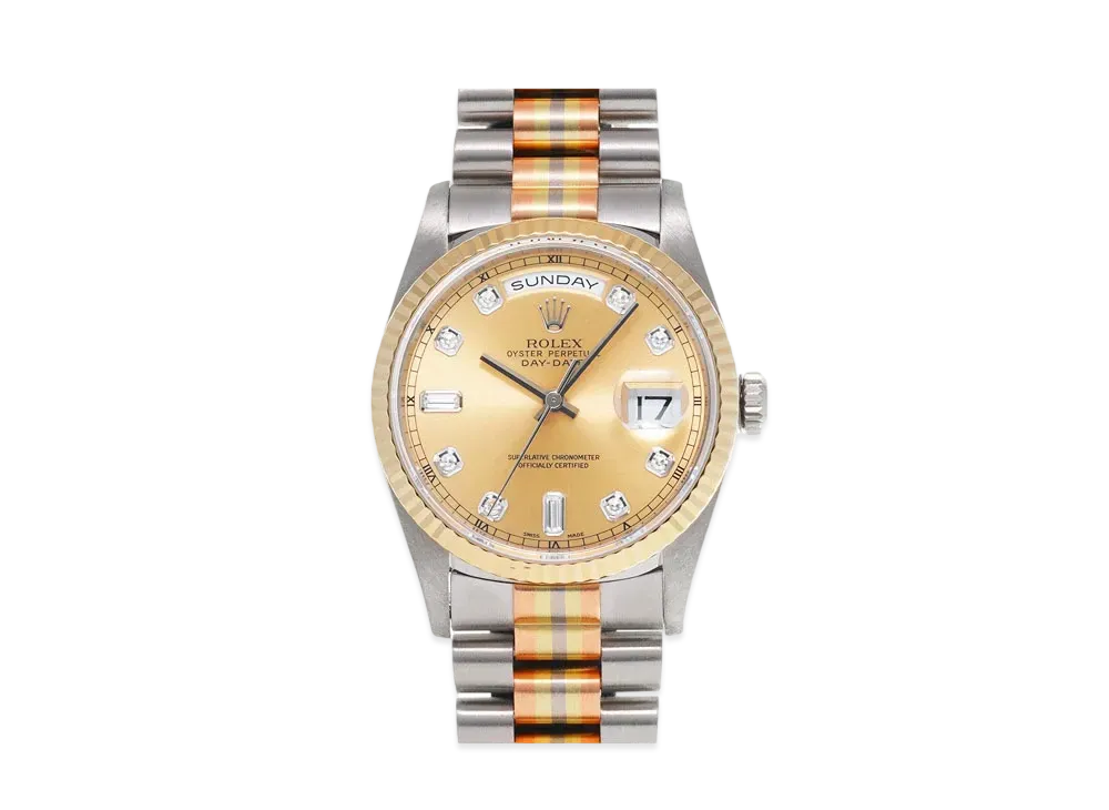 ROLEX Daydate 36 Tridore "Champagne/White Gold"