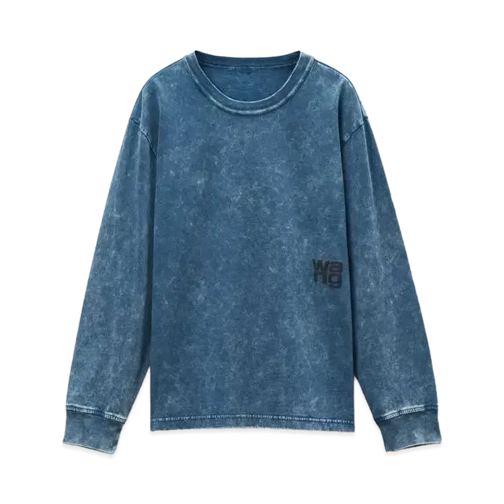 Alexander Wang Essential Logo Organic Cotton Long Sleeve T-Shirt "Acid Black Ice"