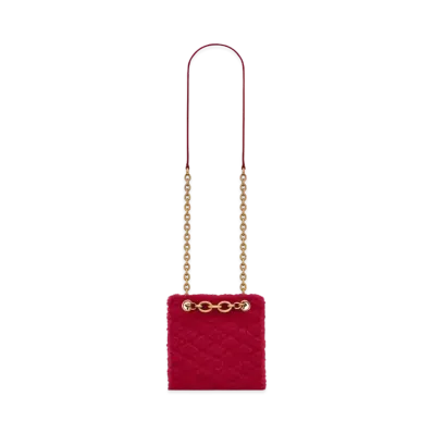 Saint Laurent Le Maillon Squared Chain Bag In Merino Shearling And Lambskin "Fuchsia"