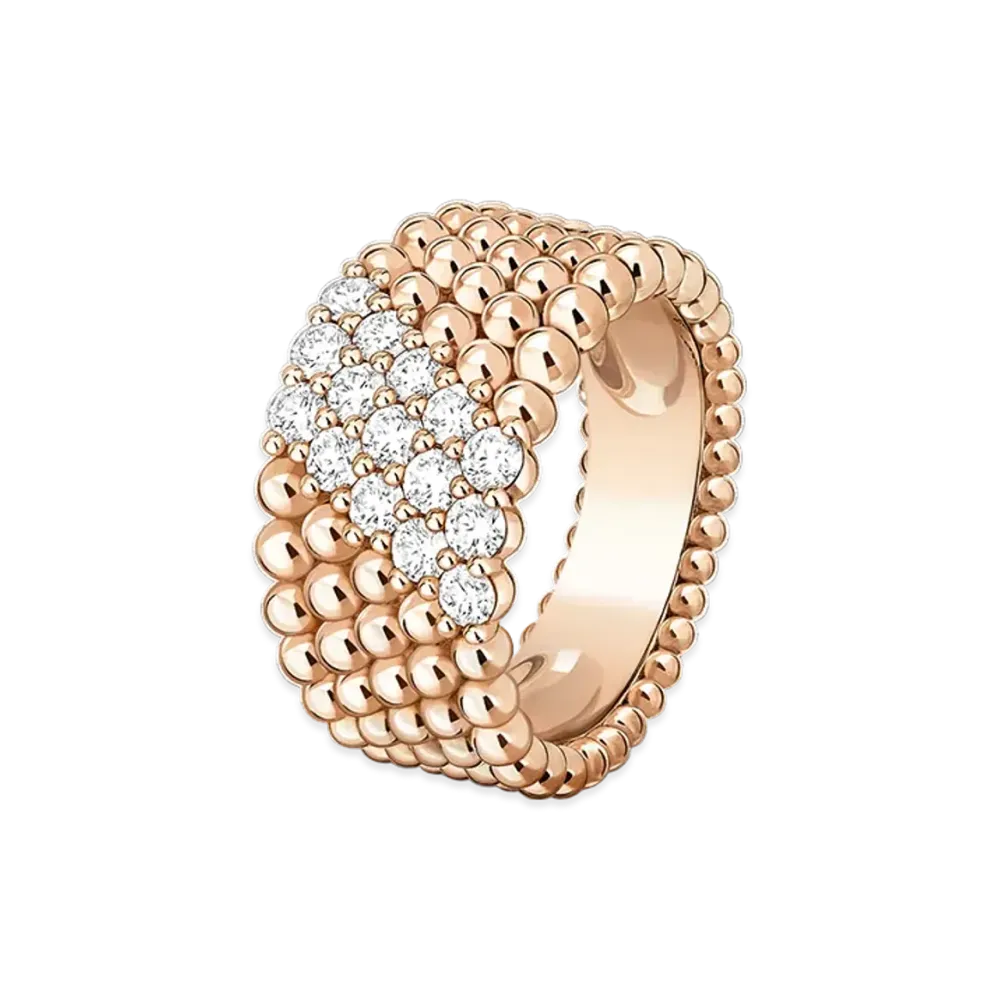 Van Cleef & Arpels Perlee diamonds ring 5 rows model "18K Rose gold/Diamond"