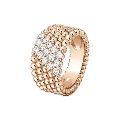 Van Cleef & Arpels Perlee diamonds ring 5 rows model "18K Rose gold/Diamond"